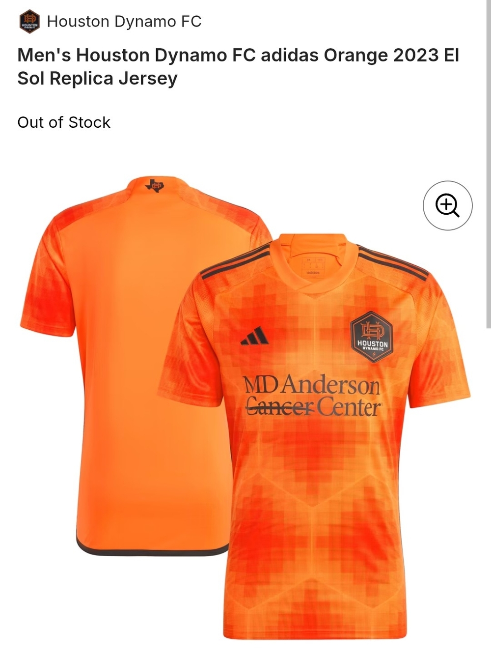 adidas Houston Dynamo FC Men's Orange Soccer Jersey